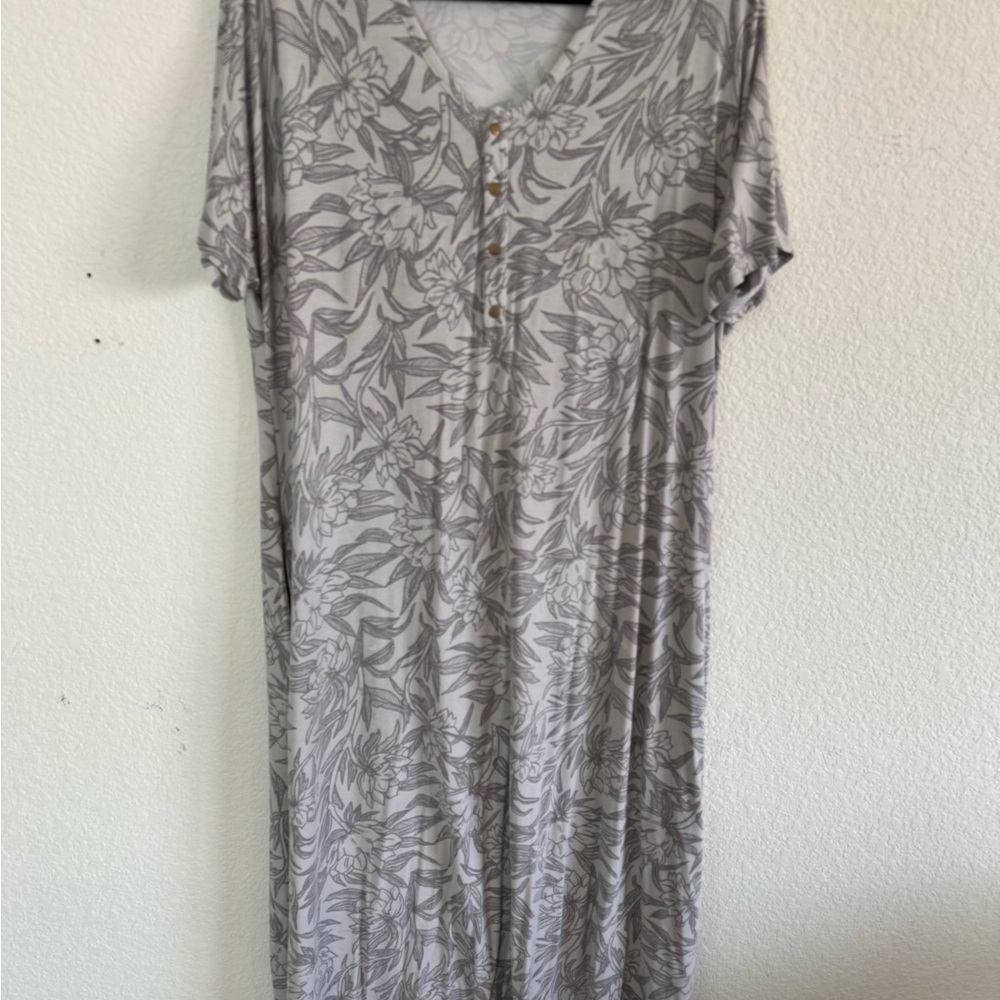 Dwell and Slumber Gray Floral Swing Dress